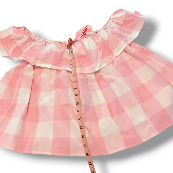 Lauren James Women's Riley Gingham Ruffle Top, Pink Cotton Candy. Size L - Picture 7 of 9